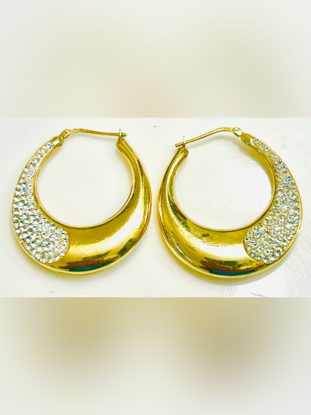 Gold over silver 925 with Cz  Big Dome Hoop Earrings